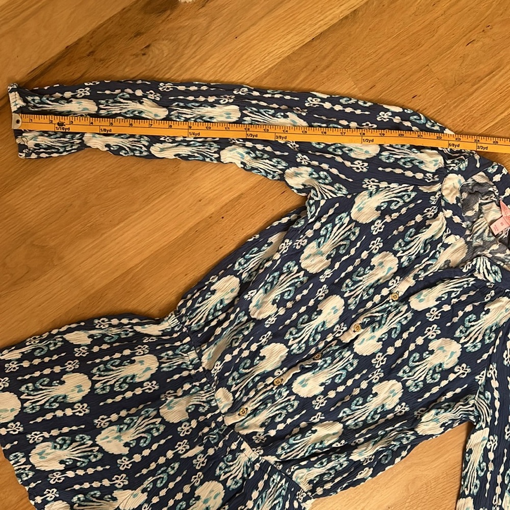 Lilly Pulitzer Elsa Indigo Blue Get in Line Long Sleeve Romper Women’s Size XS - Picture 6 of 16